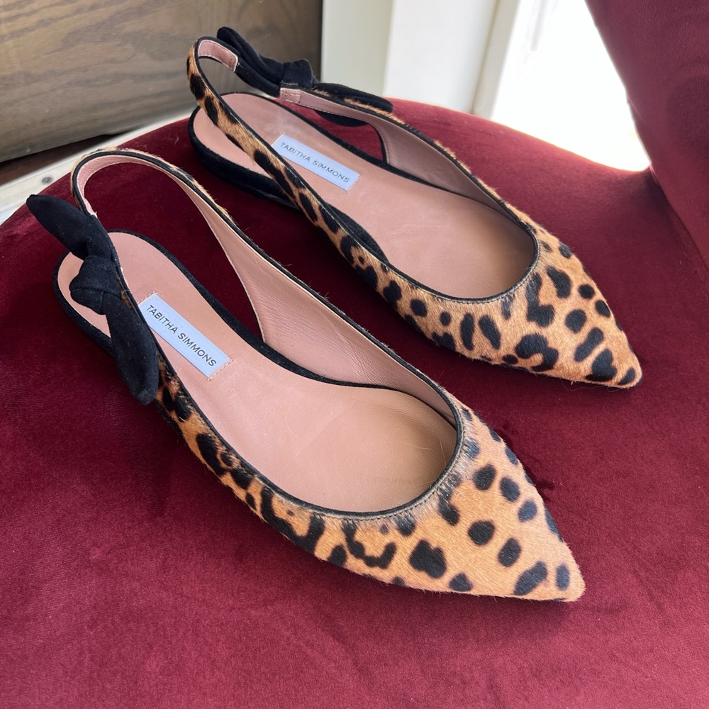 Tabitha Simmons Brown and Black Leopard Print Flats